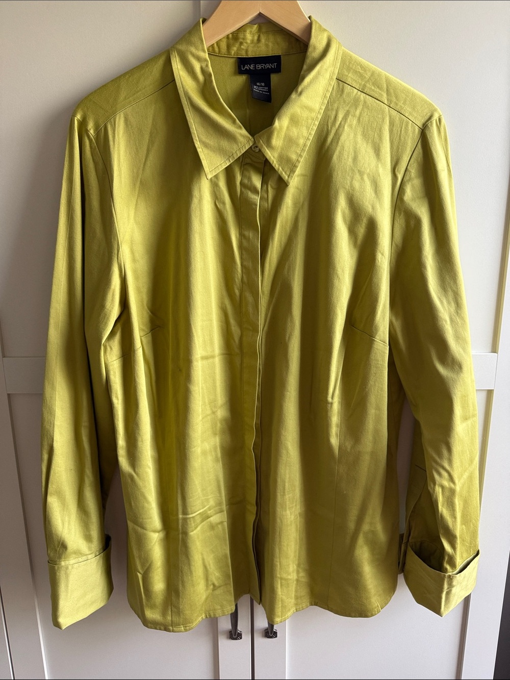 Lane Bryant Lime Green Button-Front Dress Shirt